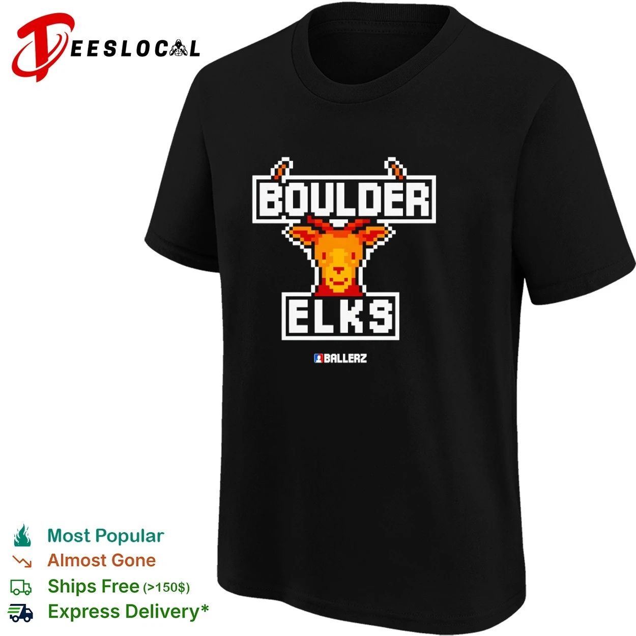 Boulder Elks Ballerz pixel art sports team T-shirt