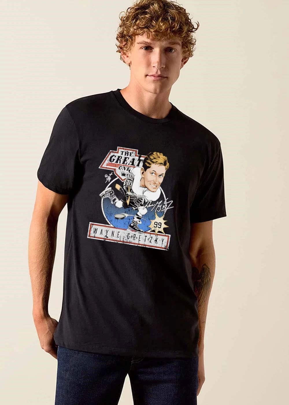 The Great One Wayne Gretzky 99 Distressed Cartoon Caricature Hockey Player shirt