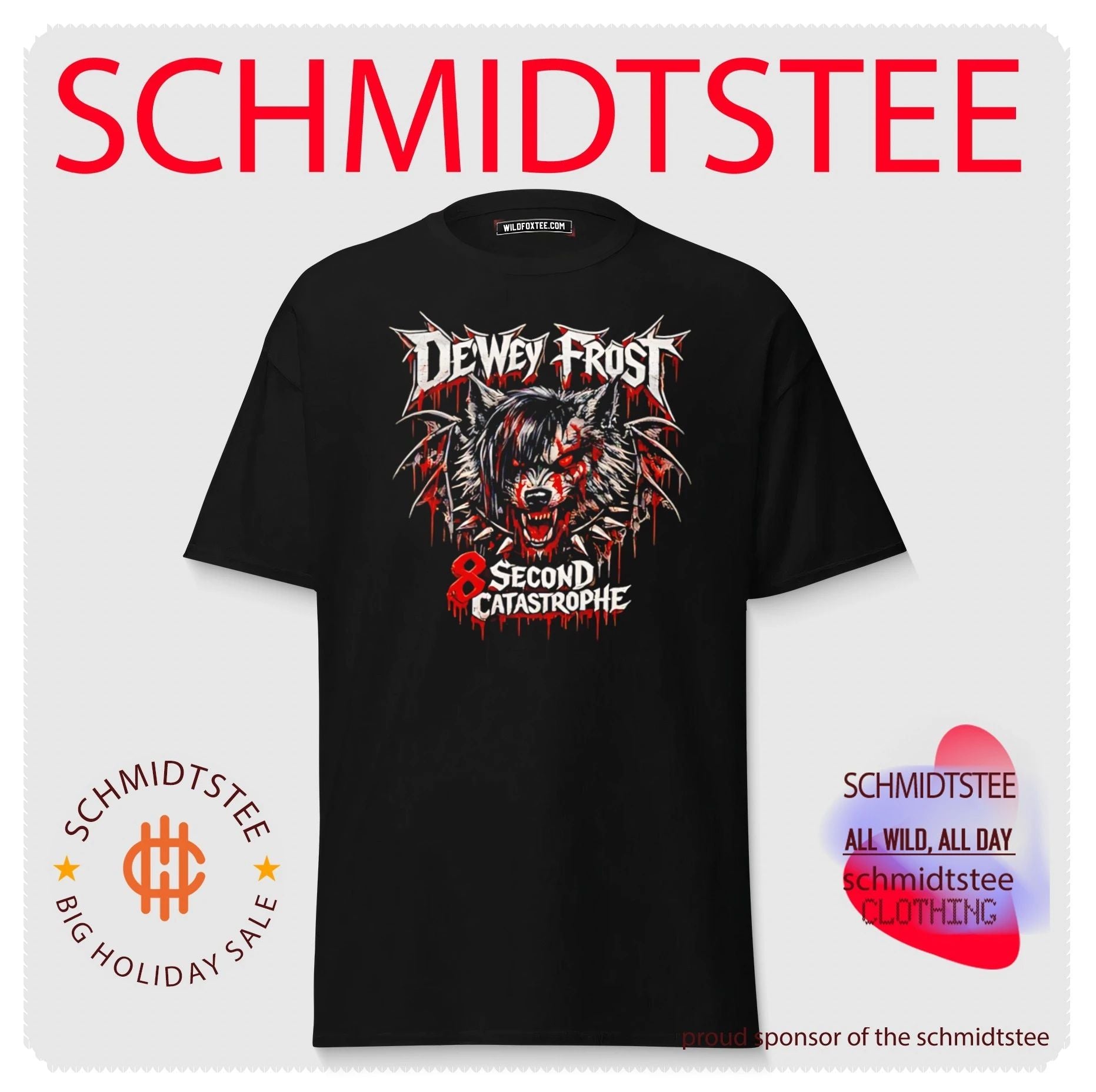 Dewey Frost 8 second catastrophe werewolf illustration shirt