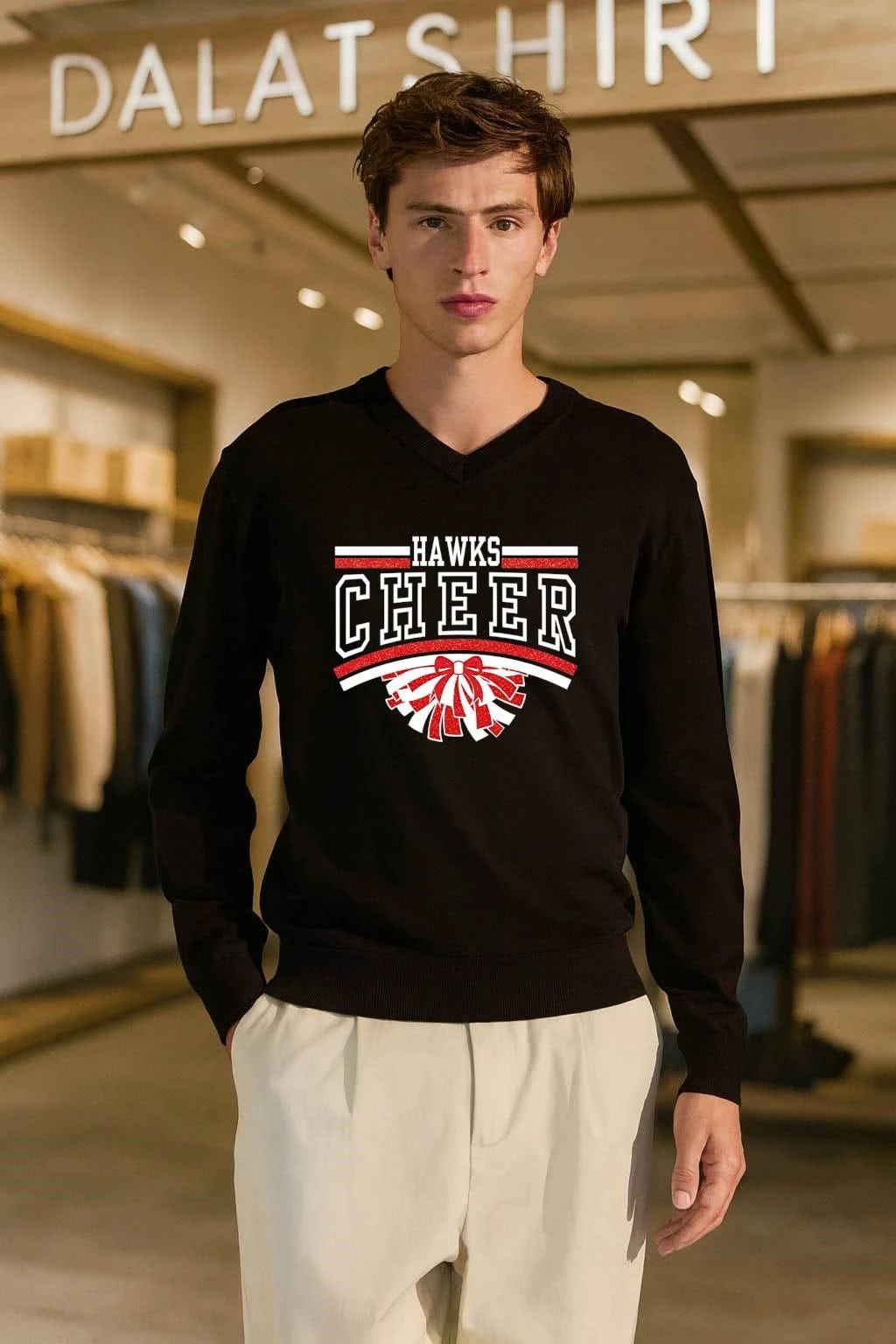 Awesome Hutchinson Hawks Cheer Maroon Glitter shirt
