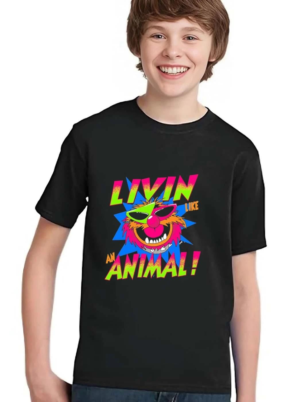 The Muppets Livin Like An Animal Neon Retro Cartoon Spiked Collar Sunglasses shirt