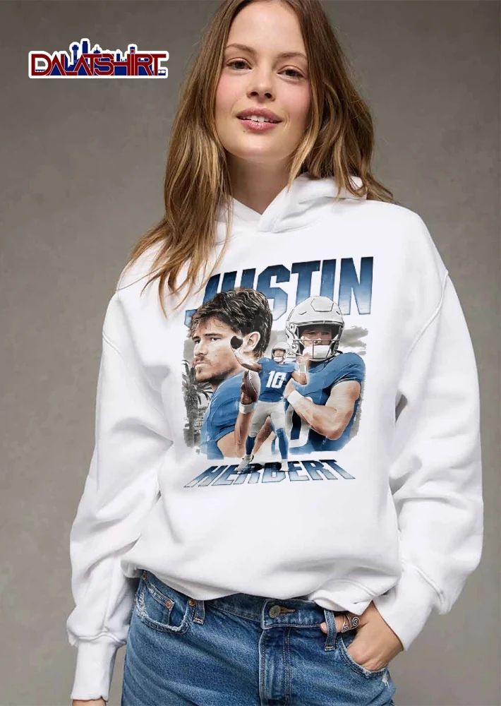 Justin Herbert Quarterback Action Collage Photo Palm Trees Bootleg shirt