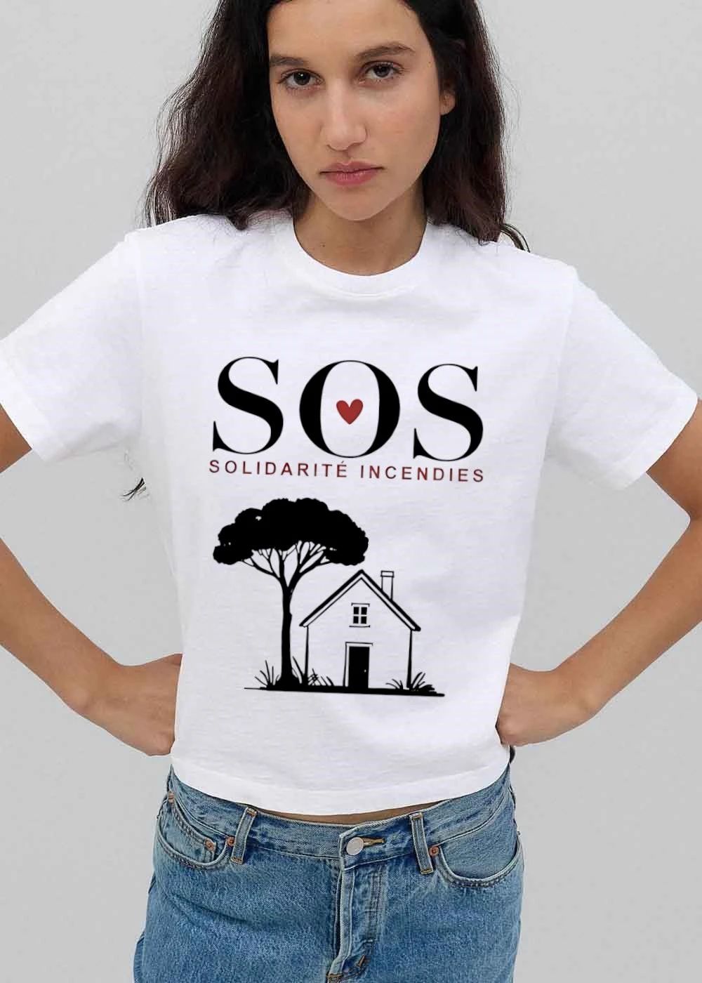 Sos Solidarite Incendies Red Heart Pine Tree House shirt
