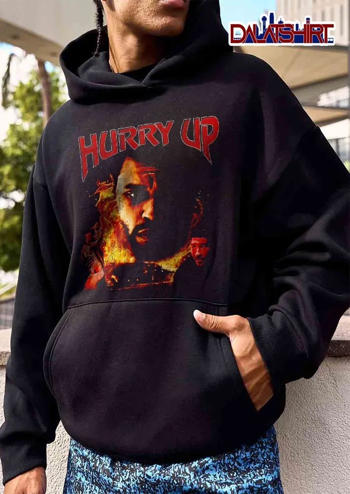Hurry Up Shadowed Bearded Character Burning House Bootleg shirt