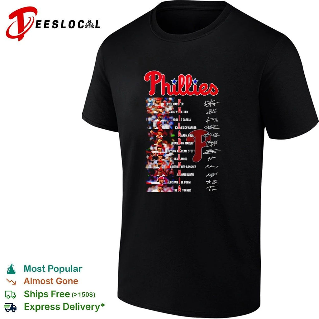 Philadelphia Phillies Roster Players Names and Signatures T-shirt