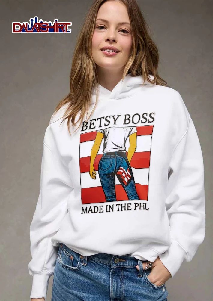 Betsy Boss Made In The PHL Bruce Springsteen Born USA Album Parody Halftone American Flag shirt