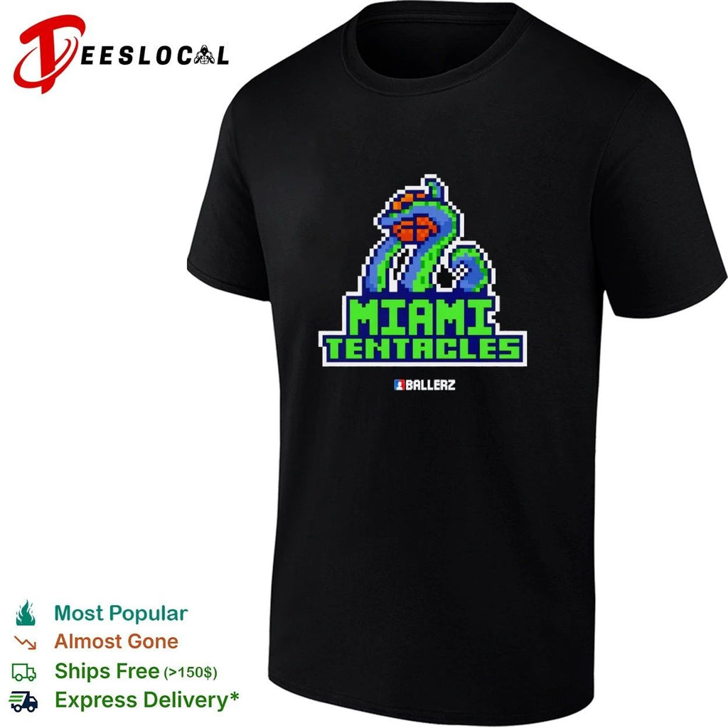 Miami Tentacles Ballerz basketball pixel art T-shirt