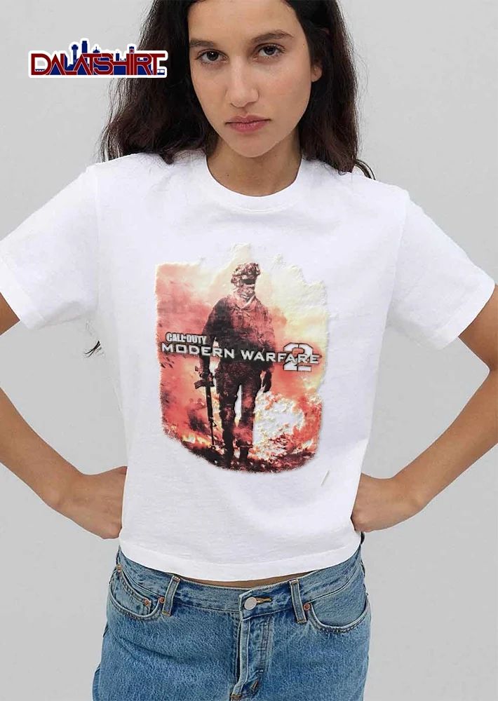 Call Of Duty Modern Warfare 2 Soldier Walking Fire Flames Smoke Distressed shirt