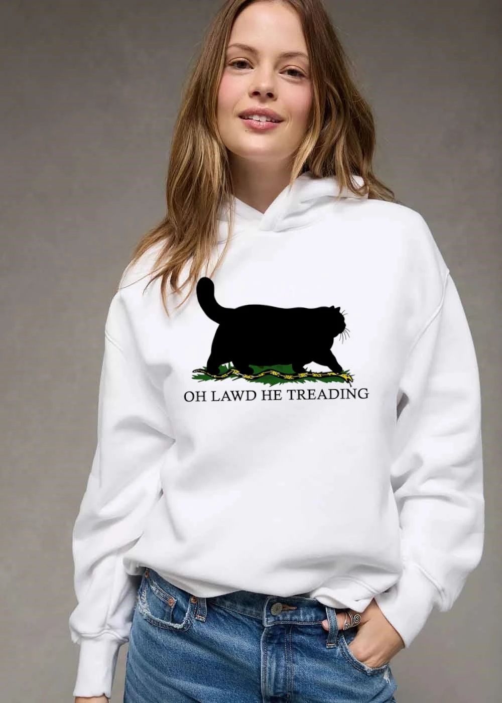 Oh Lawd He Treading Chunky Black Cat Silhouette Stepping Snake shirt