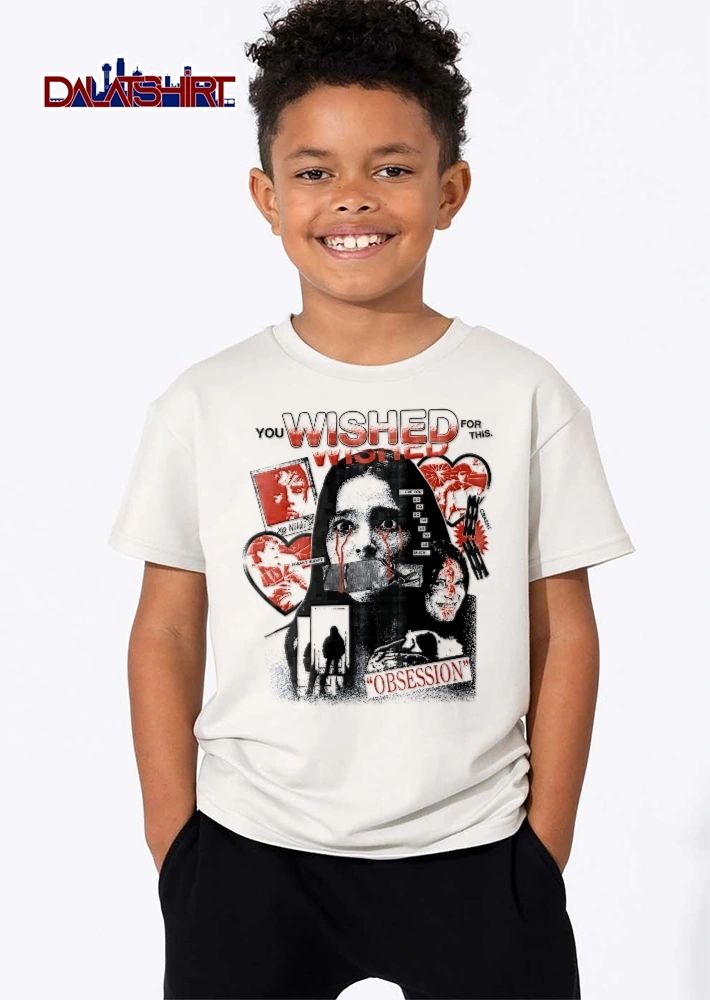 You Wished For This Obsession Nikki Freaky Woman Taped Mouth Blood Tears Heart Polaroid Halftone shirt