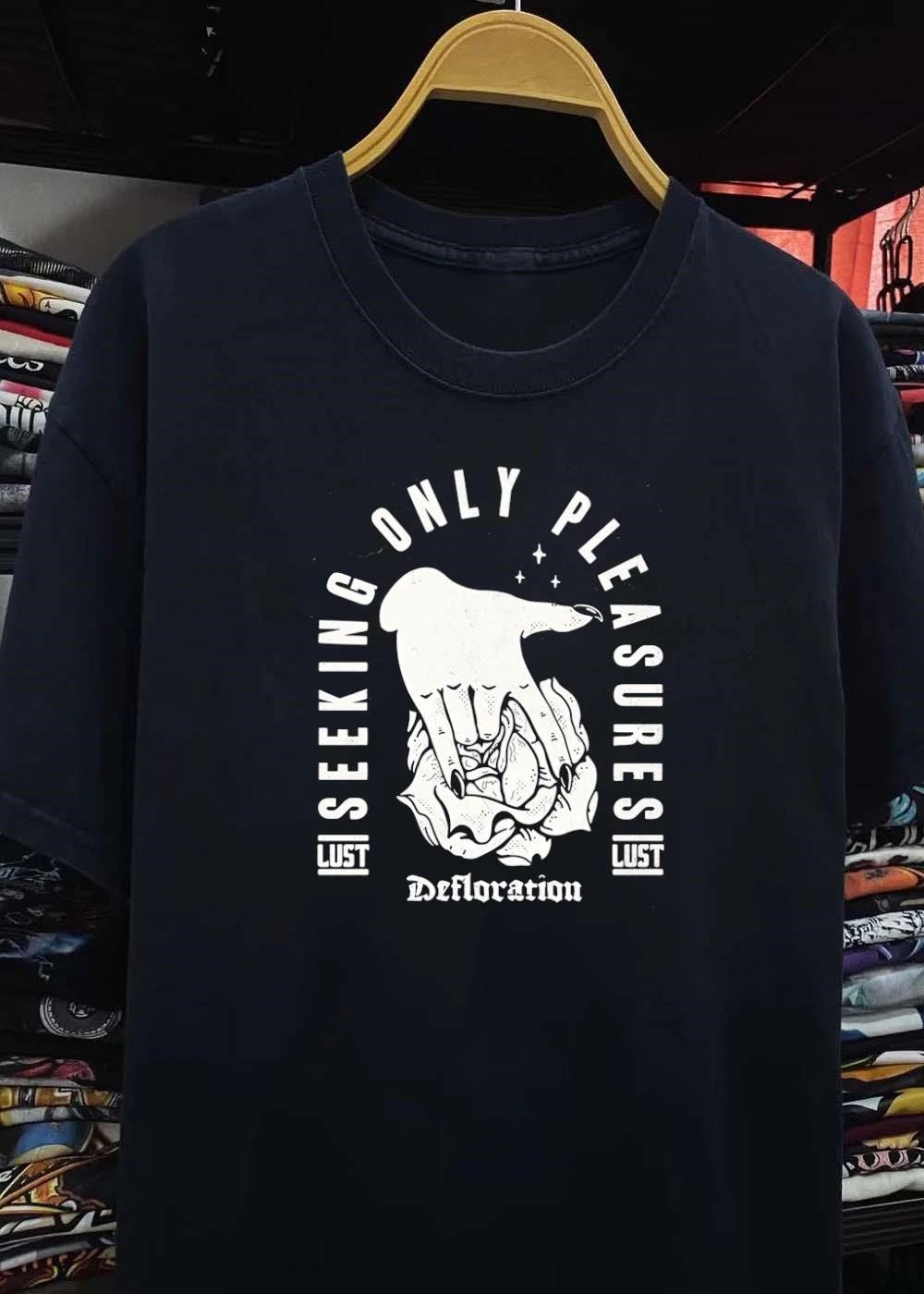 Defloration Seeking Only Pleasures Lust Hand Holding Rose shirt