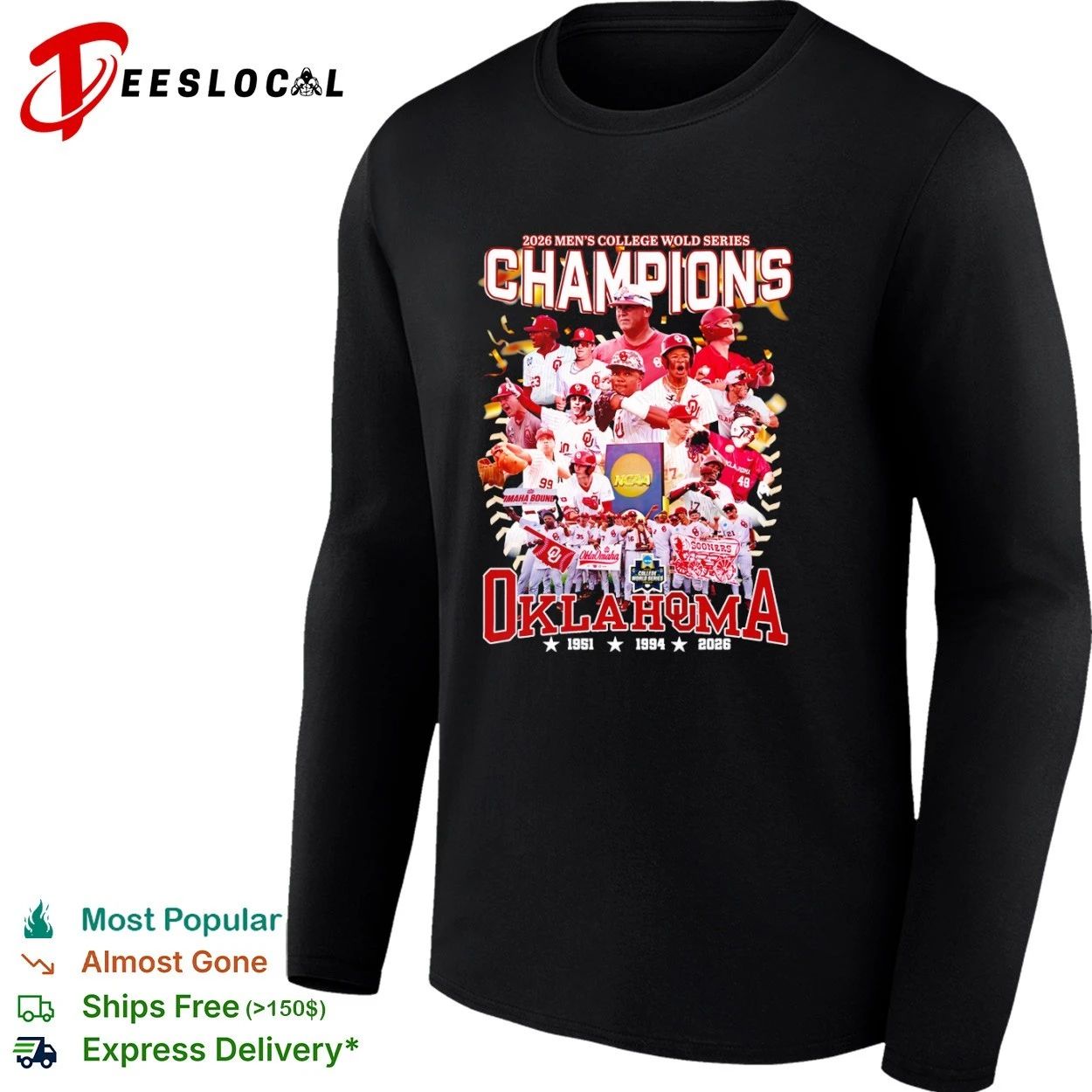 Oklahoma Sooners 2026 Men’s College World Series Champions shirt