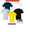 3 & 5 Pack Fruit Of The Loom Mens Heavy Cotton Tee Plain Casual Crew T Shirt