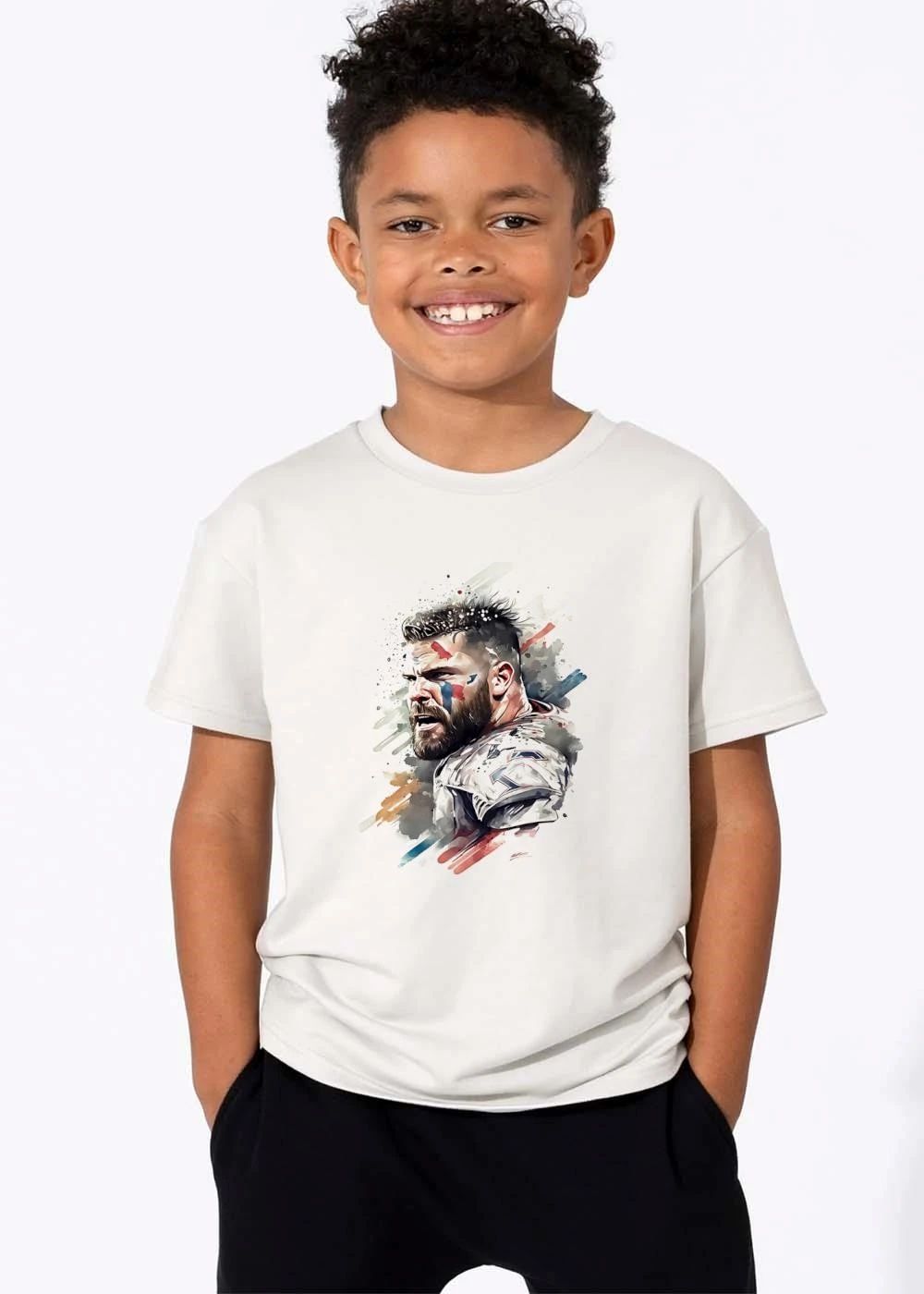 Bearded Football Player Face Paint Watercolor Splash Portrait shirt