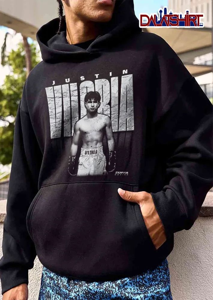 Zuffa Boxing Justin Viloria Shirtless Fighter Gloves Shorts Black White Graphic shirt