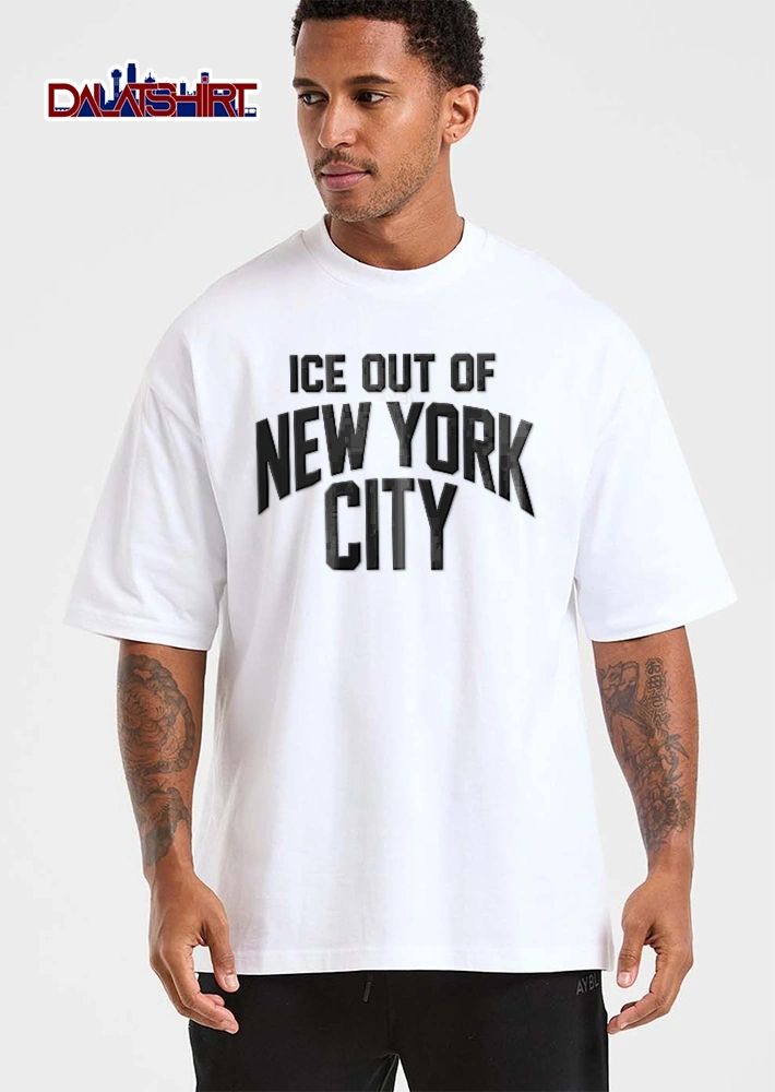 Ice Out Of New York City Black Arched Varsity Typography shirt