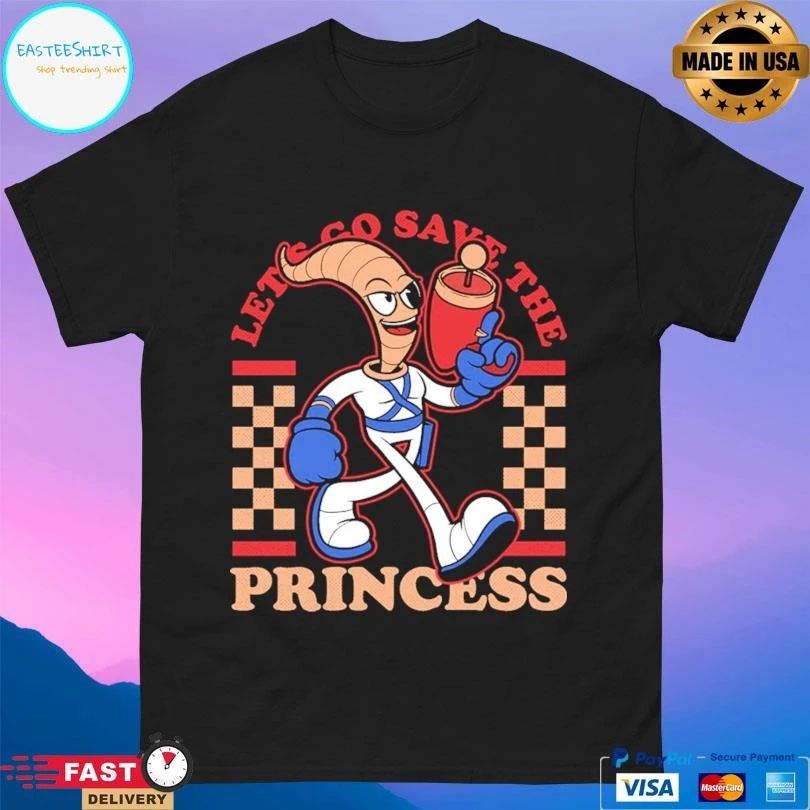 Let’s Go Save The Princess Earthworm T-shirts