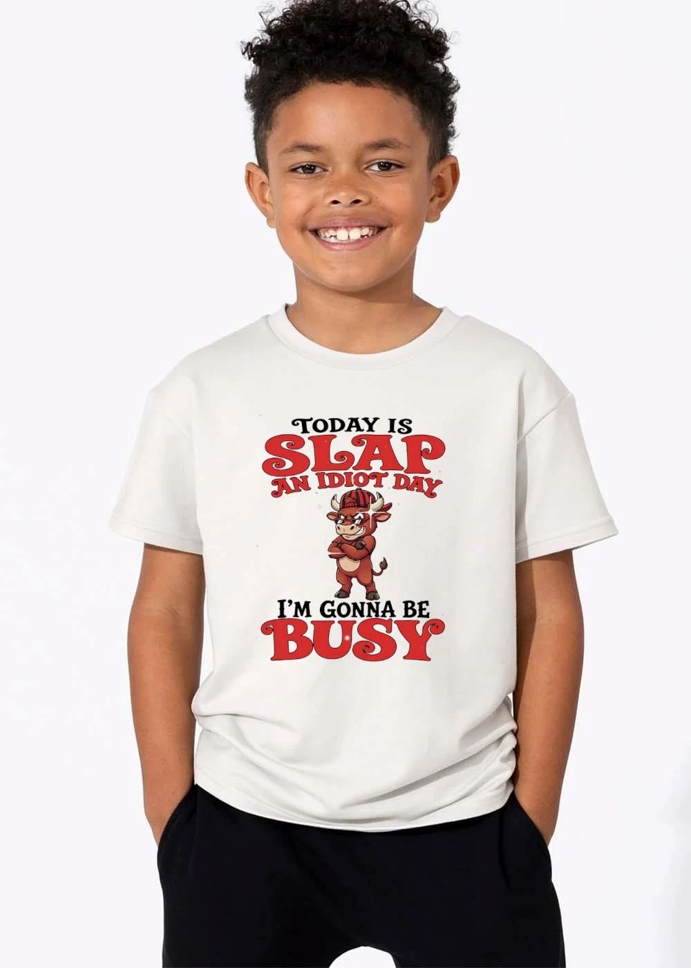 Today Is Slap An Idiot Day Im Gonna Be Busy Cartoon Bull Sunglasses Cap shirt