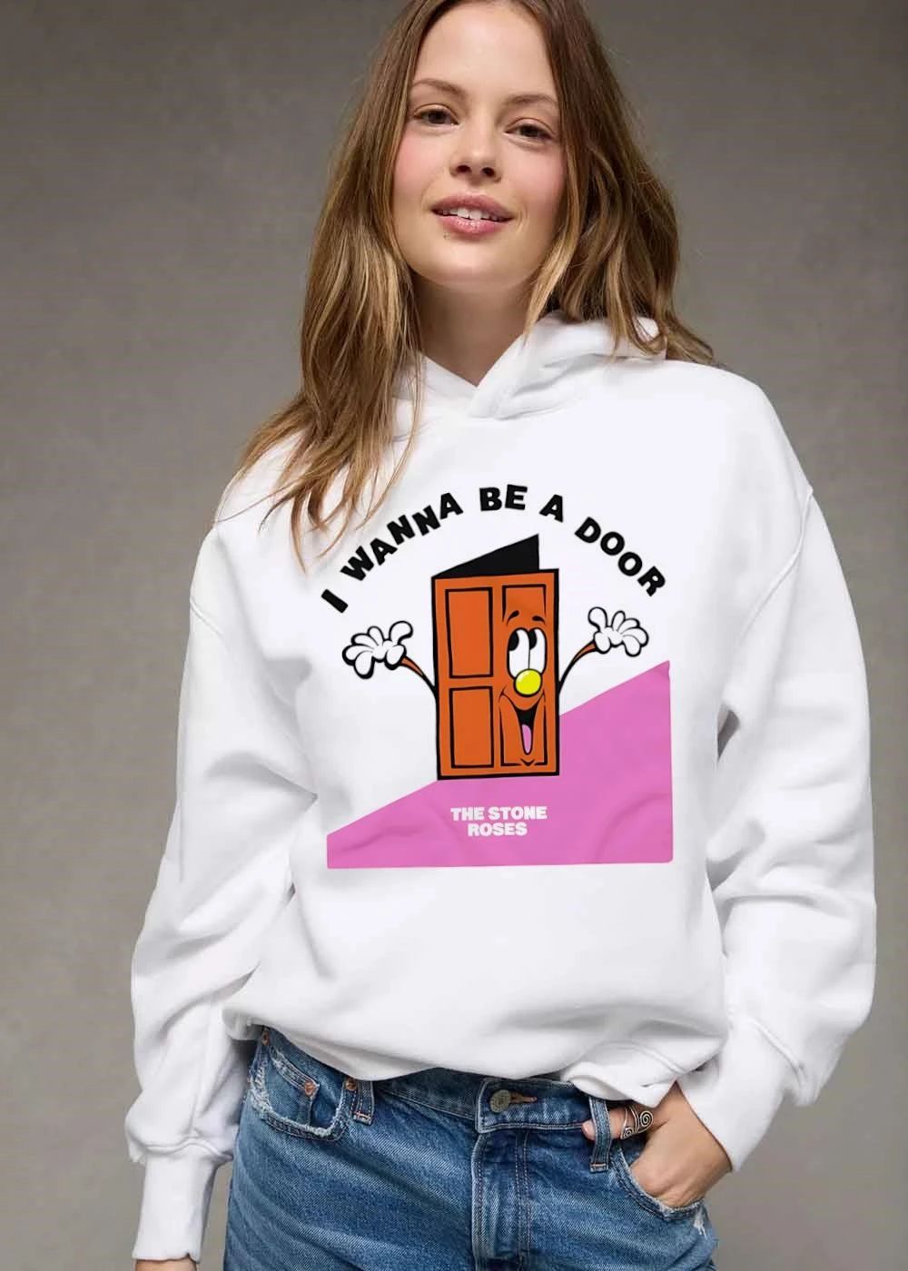 The Stone Roses I Wanna Be A Door Cartoon Smiling Orange shirt
