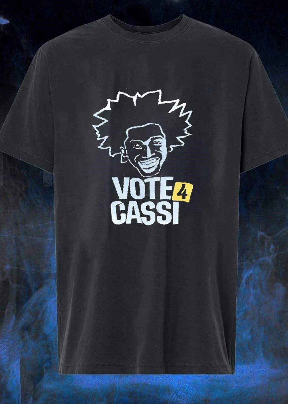 Vote For Cassi Spiky Afro Hair Smiling Person Portrait Line Art shirt