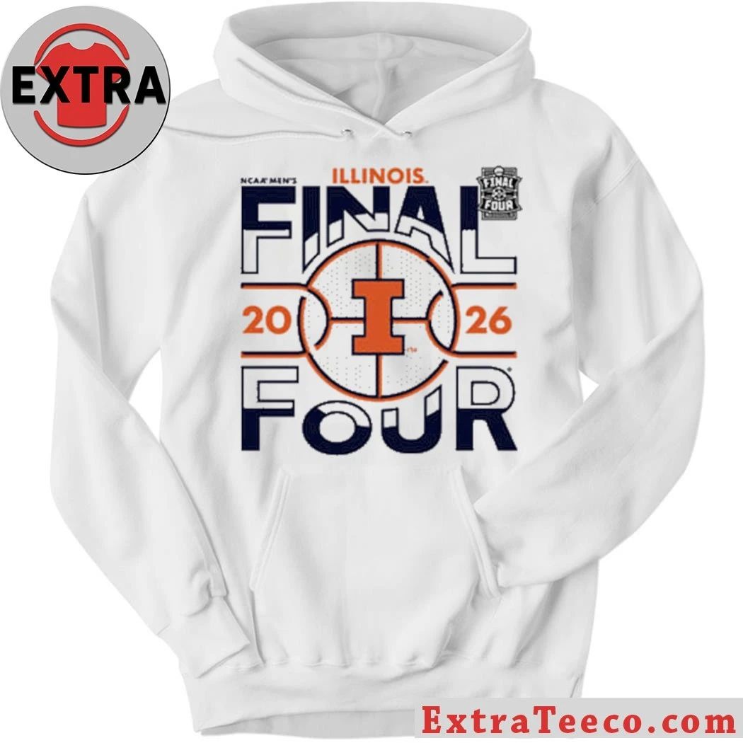 Blue 84 Illinois Fighting Illini White 2026 Men’s Basketball Final Four Logo T-Shirt- Top-Rated Gift for College Basketball Lovers