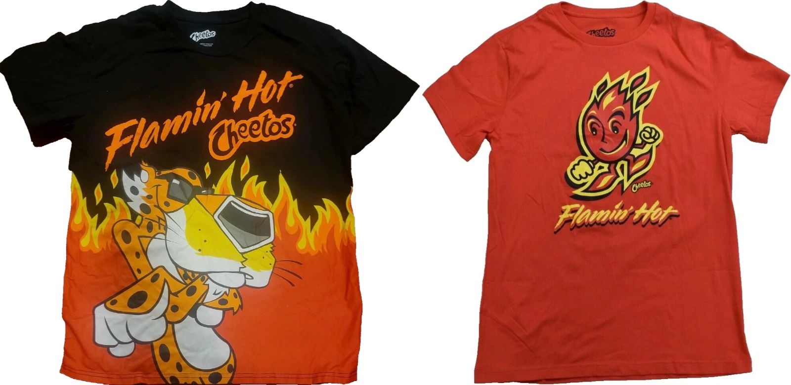 Cheetos Flamin’ Hot Black Red Orange Men’s M T-Shirt Lot of 2 - New With Tags