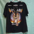 Def Leppard Animal V-Neck Black T-shirt  1/2 Chain Lace Up L Distressed