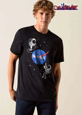 Nasa Two Cartoon Astronauts Spacewalking Floating Space shirt