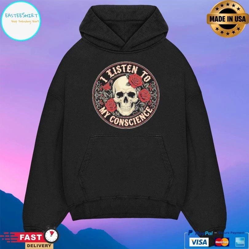 I Listen To My Conscience Skull And Flower Logo T-shirts
