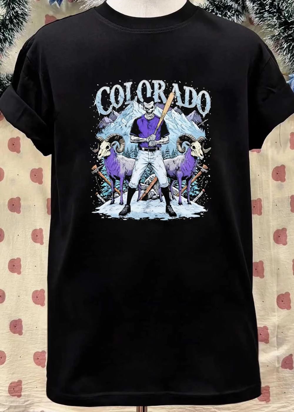 Skeleton Batter Mountain Ram Colorado T-Shirt
