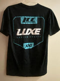 Men’s T Shirt Luxe Custom Crafts S Small Black Blue Graphic Chest 36” Next Level