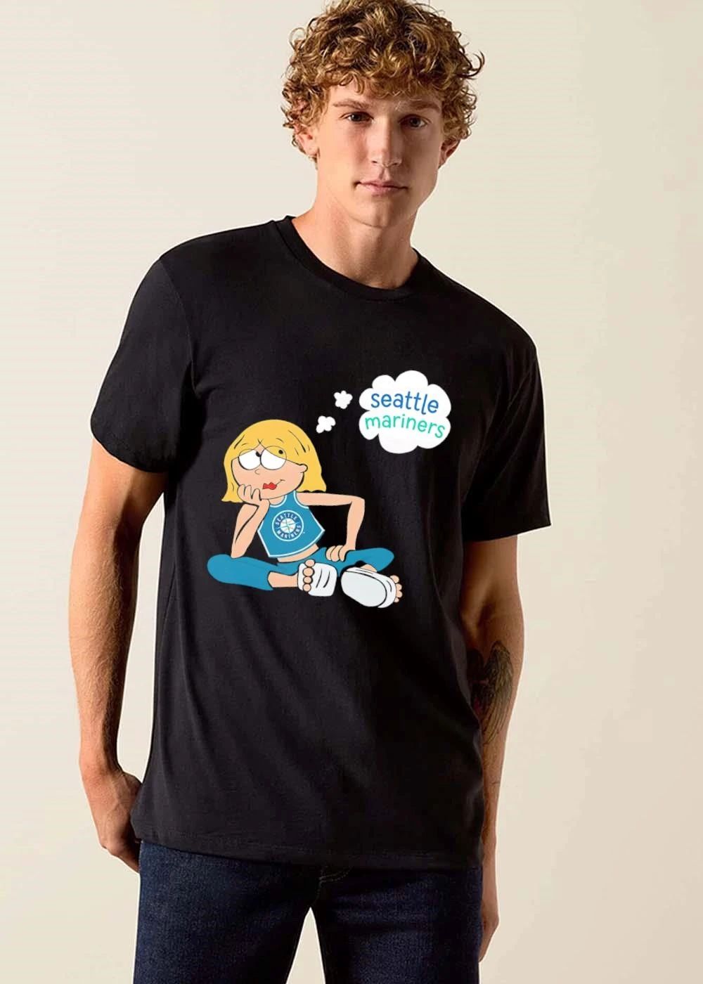 Original Seattle Mariners MLB Cartoon Blonde Girl Thinking Thought Bubble shirt