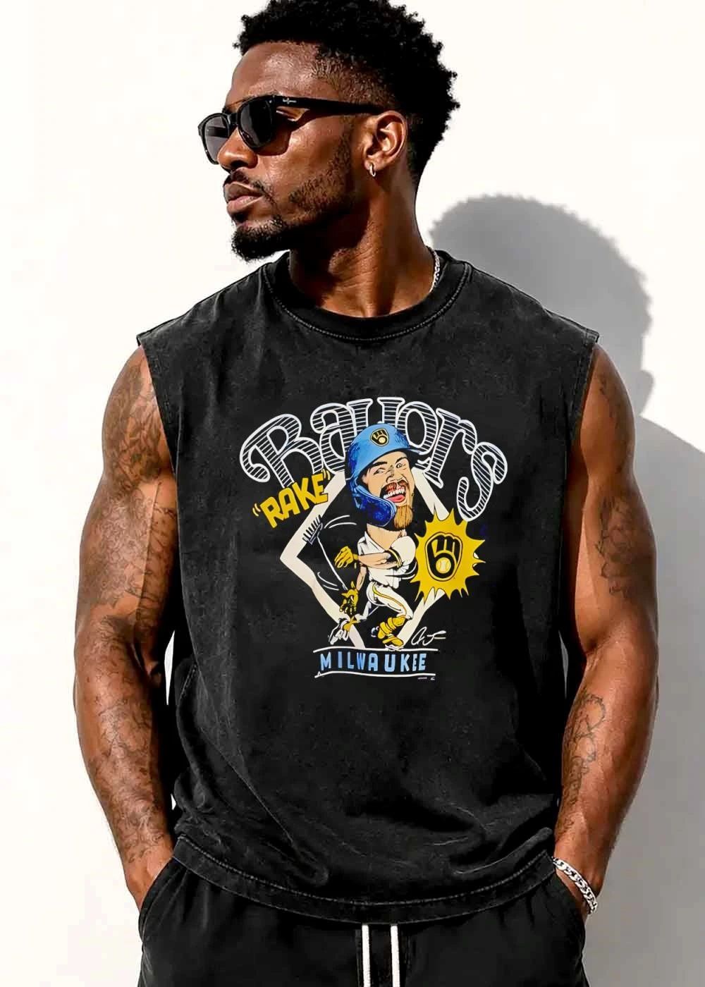 Milwaukee Brewers MLB Rake Cartoon Caricature Baseball Player shirt