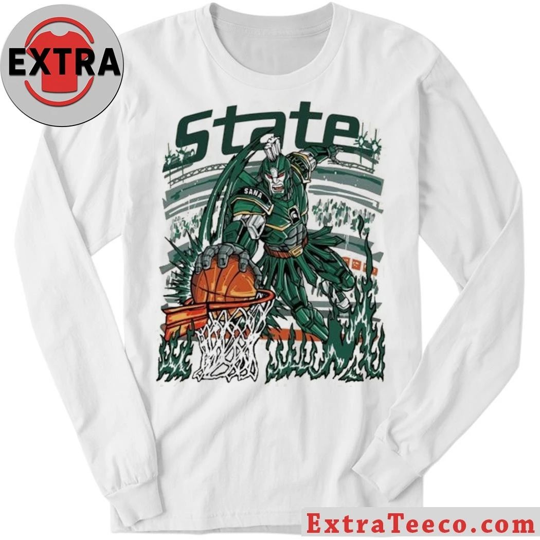 Original Sana Detroit MSU Court Gladiator Tee Cream Retro Hoops Graphic T-Shirt