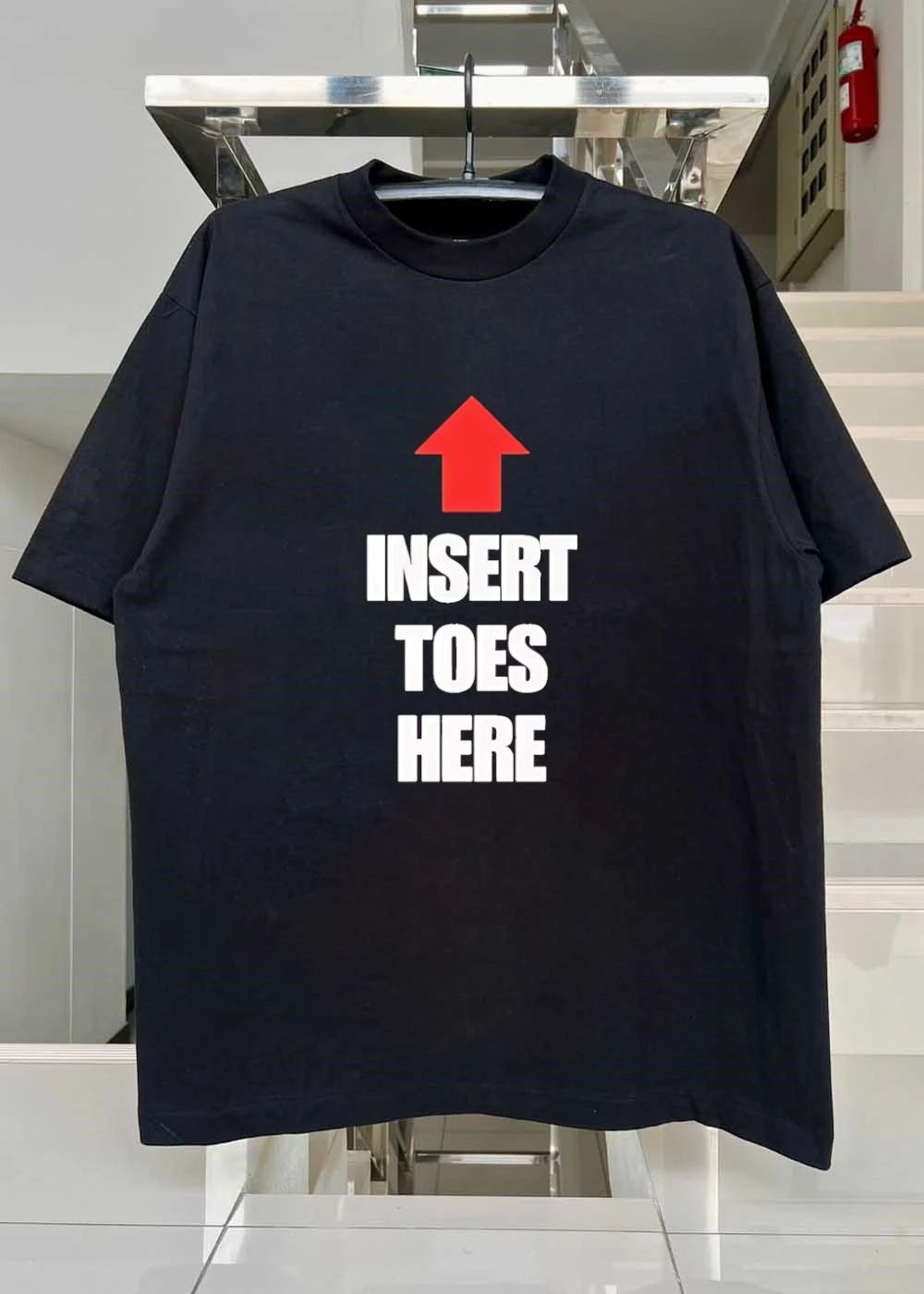 Funny Foot Humor Insert Toes Here Graphic Cotton shirt