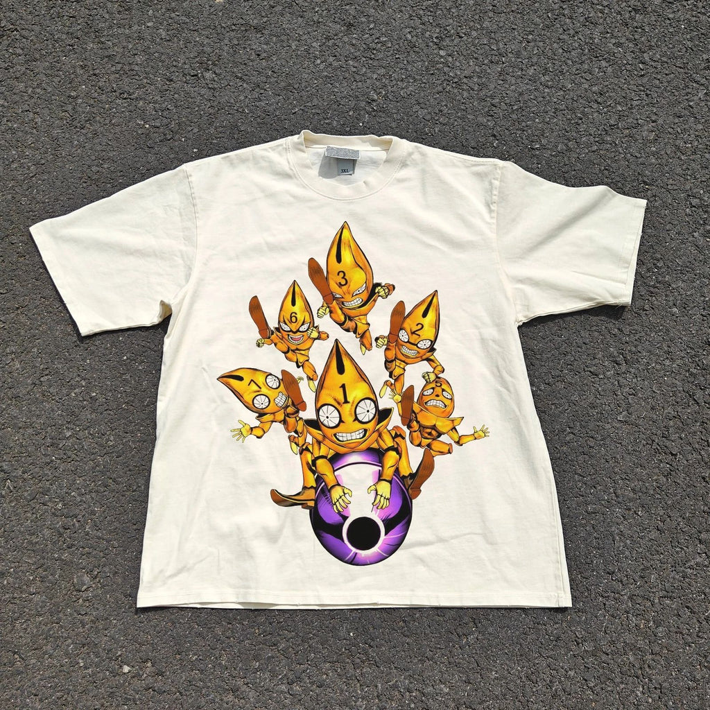 JoJo's Golden Wind Sex Pistols Anime Vintage Wash Heavyweight Cotton T-Shirt