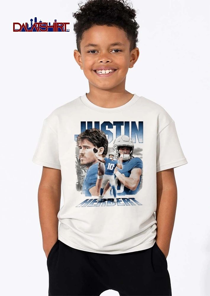 Justin Herbert Quarterback Action Collage Photo Palm Trees Bootleg shirt