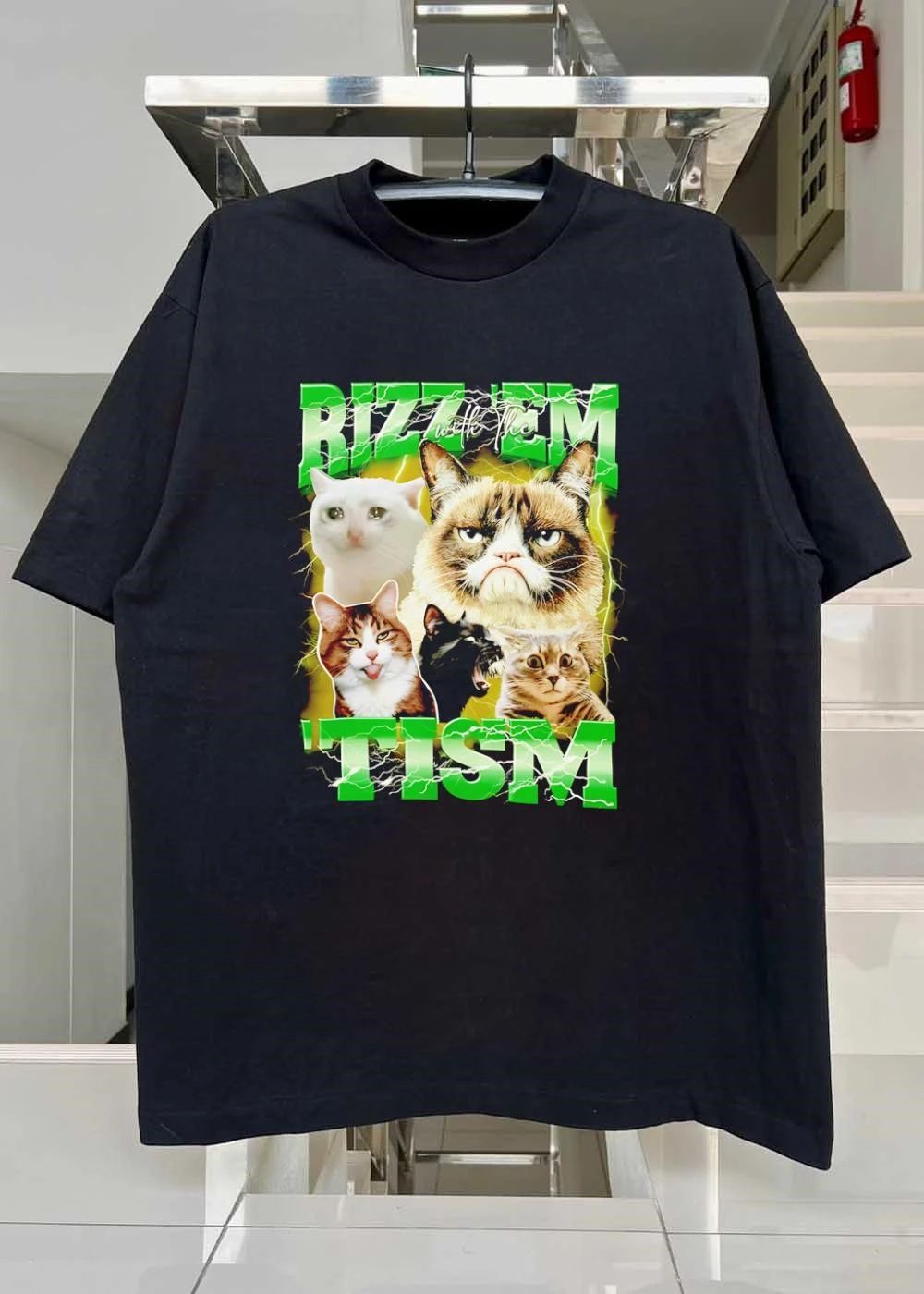 Funny Cats Internet Meme Rizz ’em with the ’tism T-Shirt