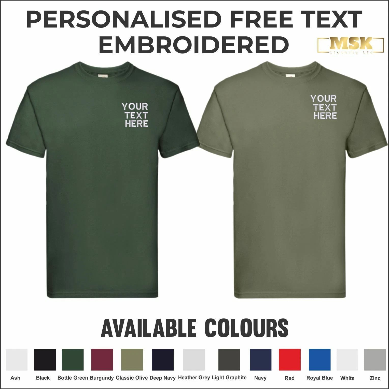 Personalised Embroidered Super Premium T Shirt Work Wear 100% Cotton Tee Shirts