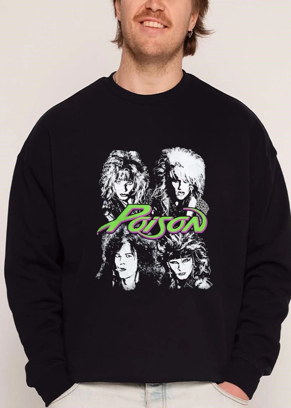Poison Bootleg Distressed Halftone Band Member Portraits shirt