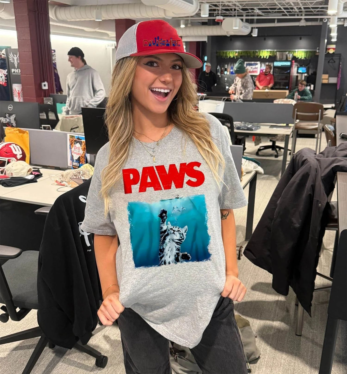 Cat kitten Jaws parody PAWS shirt