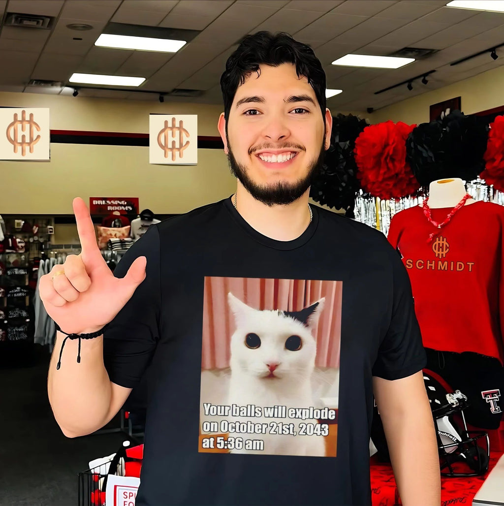 Your balls will explode on October 21st 2043 cat meme shirt