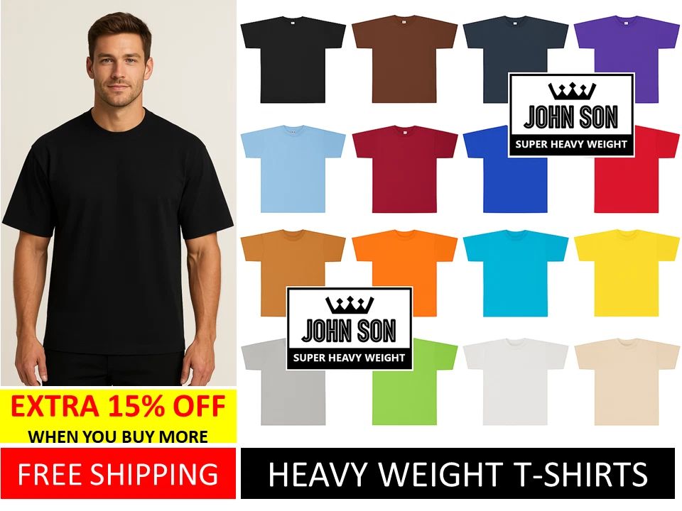 Plain T-shirts Round Neck Super Heavy Weight [S~7XL] Big Size Cotton [JOHN SON]