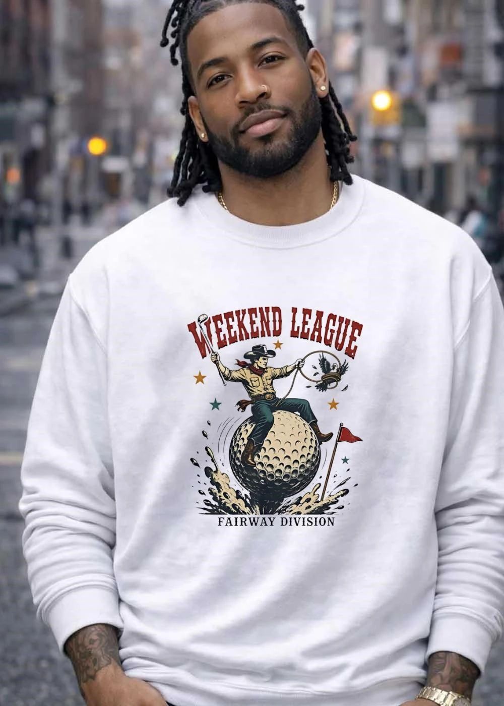 Fairway Division Cowboy Lassoing Bird On Golf Ball Weekend League Shirt