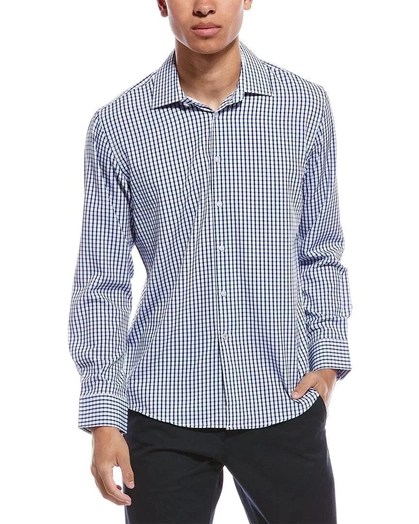 Nautica Men's Performance Slim Fit Dress Shirt, Blue, M (15-15.5, 32/33)