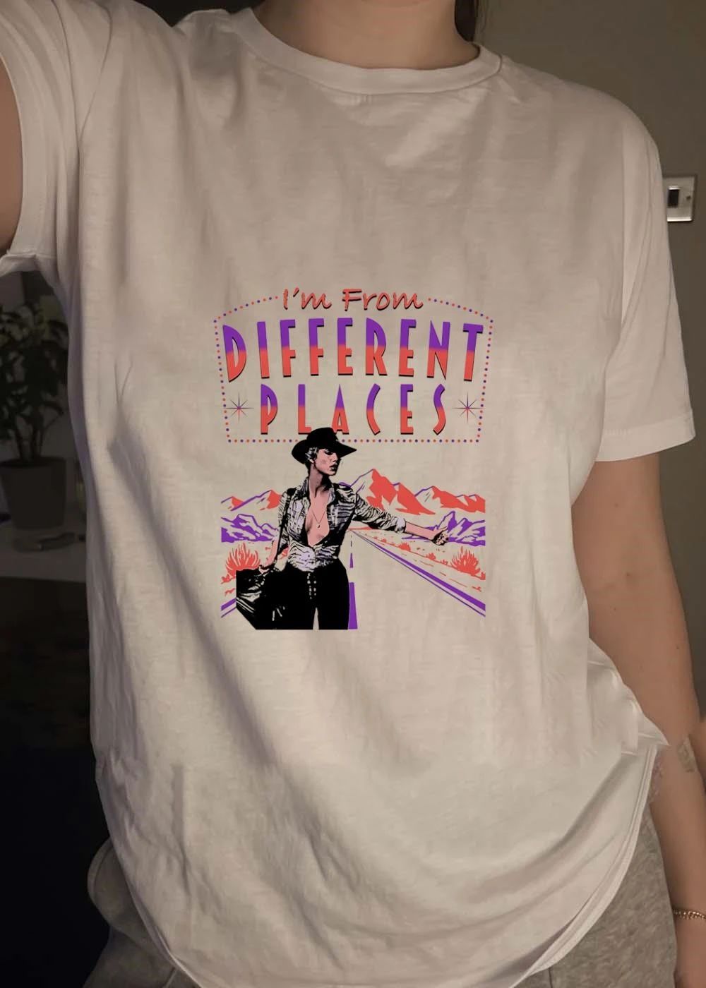 Woman Hitchhiking On Desert Highway, I’M From Different Places Shirt