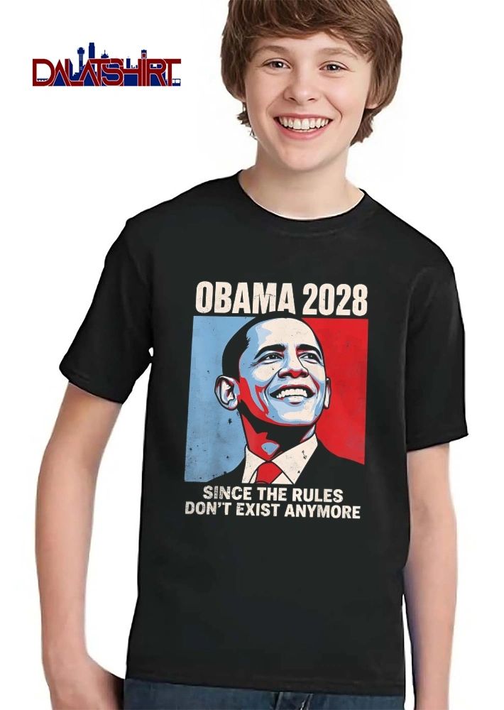 Obama 2028 Since The Rules Dont Exist Anymore Red Blue Distressed Portrait shirt