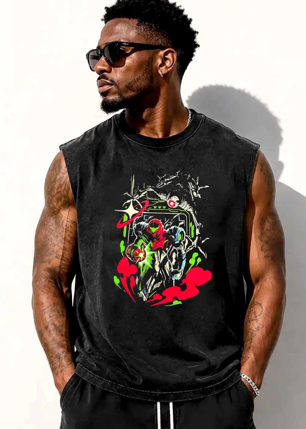 Sci Fi Armored Bounty Hunter Emmi Robot Neon Comic shirt