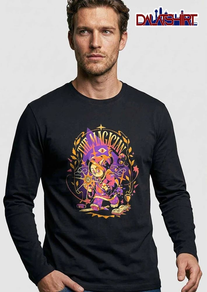 The Magician Cartoon Cat Wizard Sword Chalice Spellbook shirt