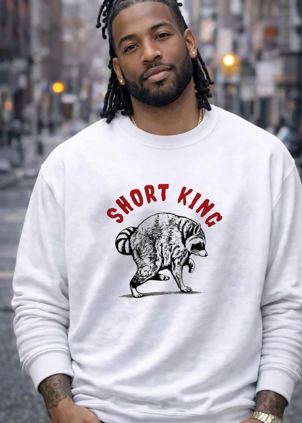 Short King Raccoon Walking T-Shirt
